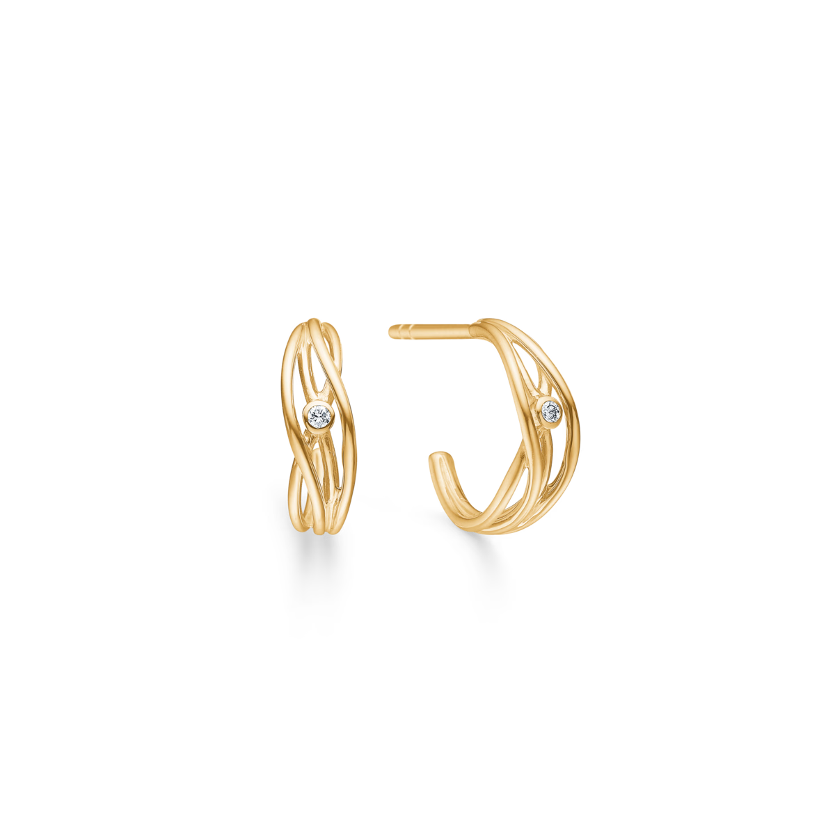 Mads Z Diamond Nest Creole aus 14-karätigem Gold und Diamanten