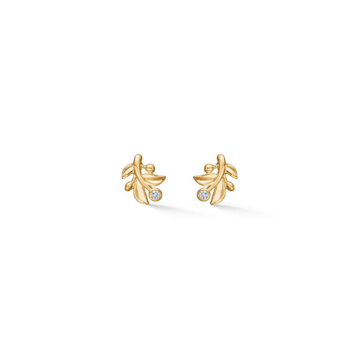 Mads Z Olive Love Ohrringe aus 14 kt. Gold mit Diamanten 