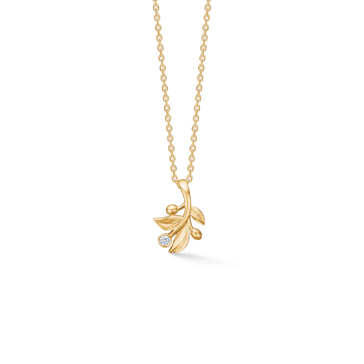 Mads Z Olive Love Anhänger aus 14 kt. Gold mit Diamant 