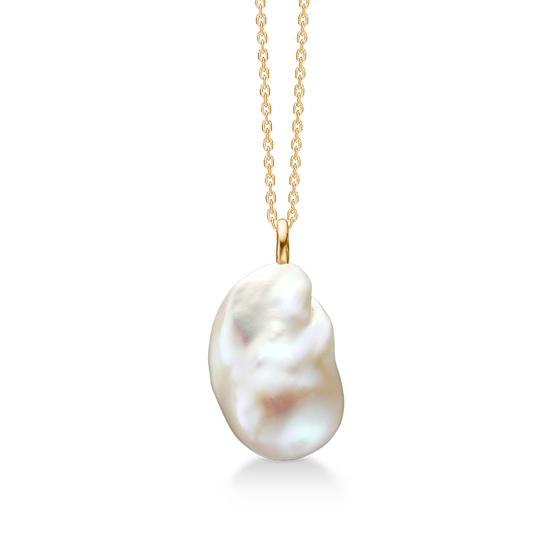 Baroque Pearl Necklace, elegant kæde i guld med stor uregelmæssig ferskvandsperle, Model1533803.