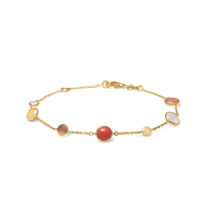 Mads Z Coralie Armband in 14 kt. Gold - Koralle & Mondstein 