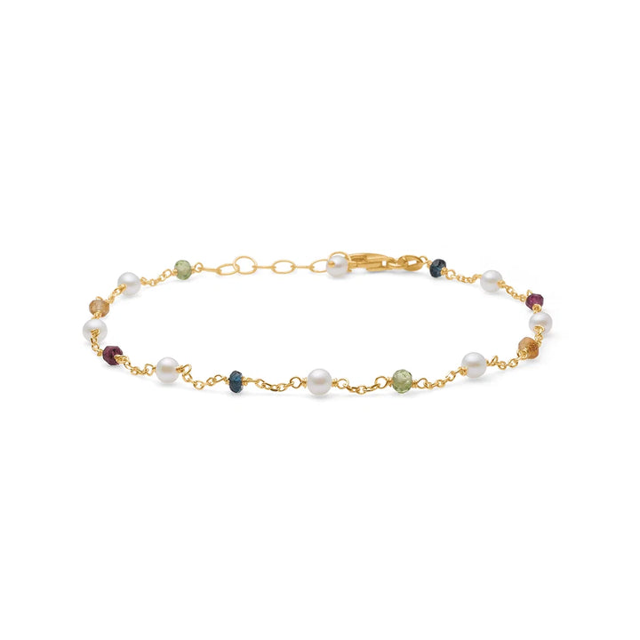 Mads Z Blossom Armband in 14 kt. Gold m. Peridot & Perlen 