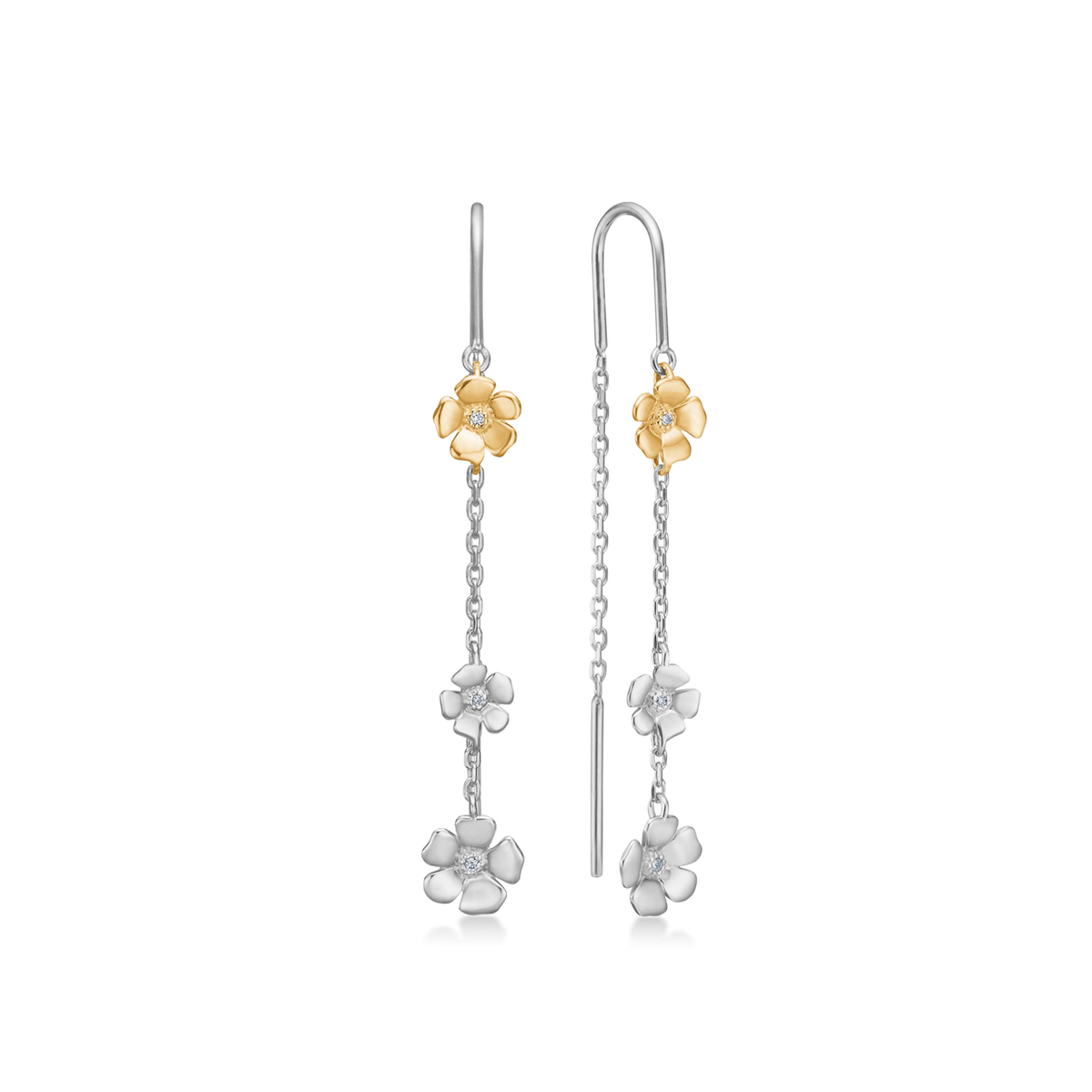 Mads Z Silber Fleur Ohrringe mit 14kt Gold und 0,025 ct W.Si 