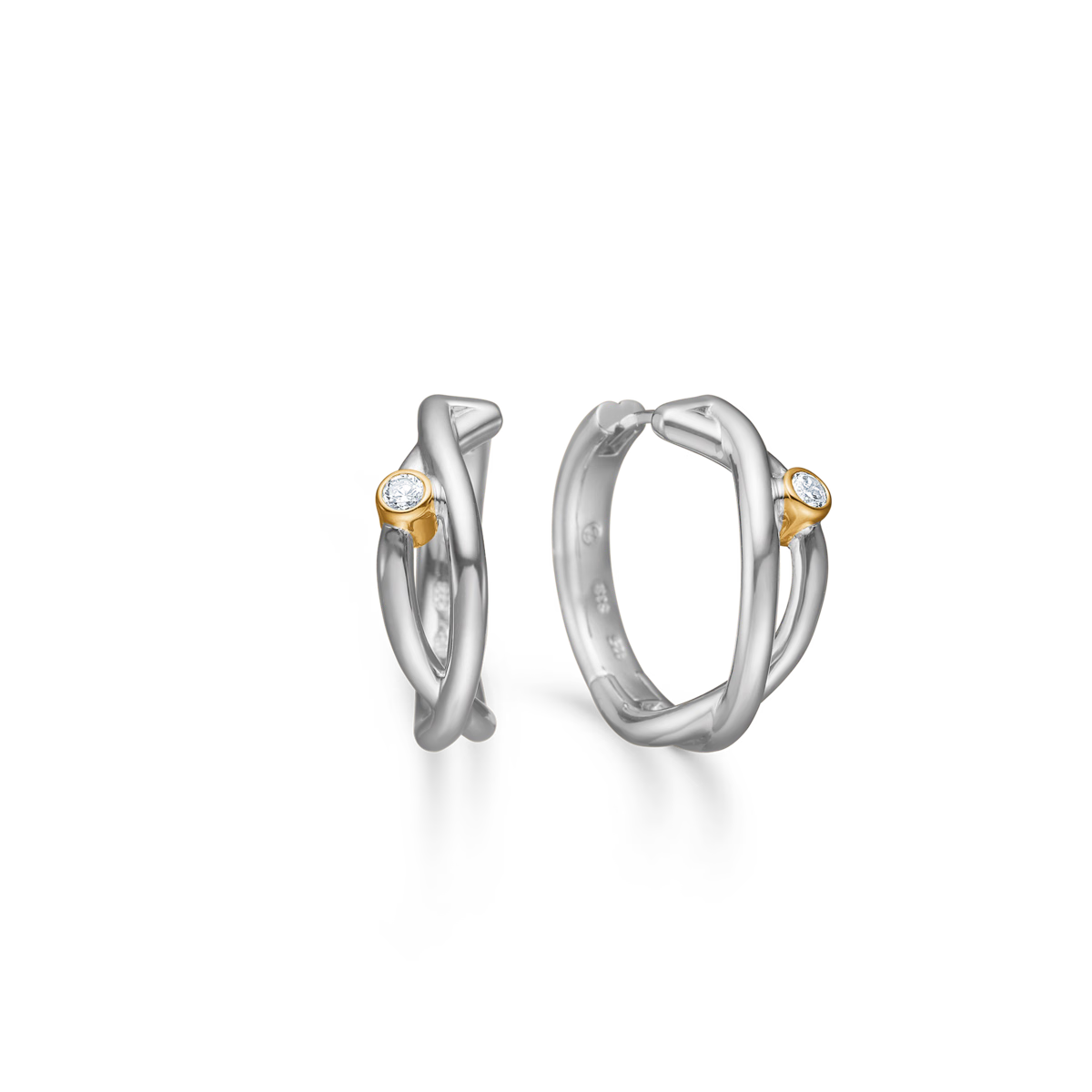 Mads Z Silber Astrid Creolen mit 8 kt Gold 