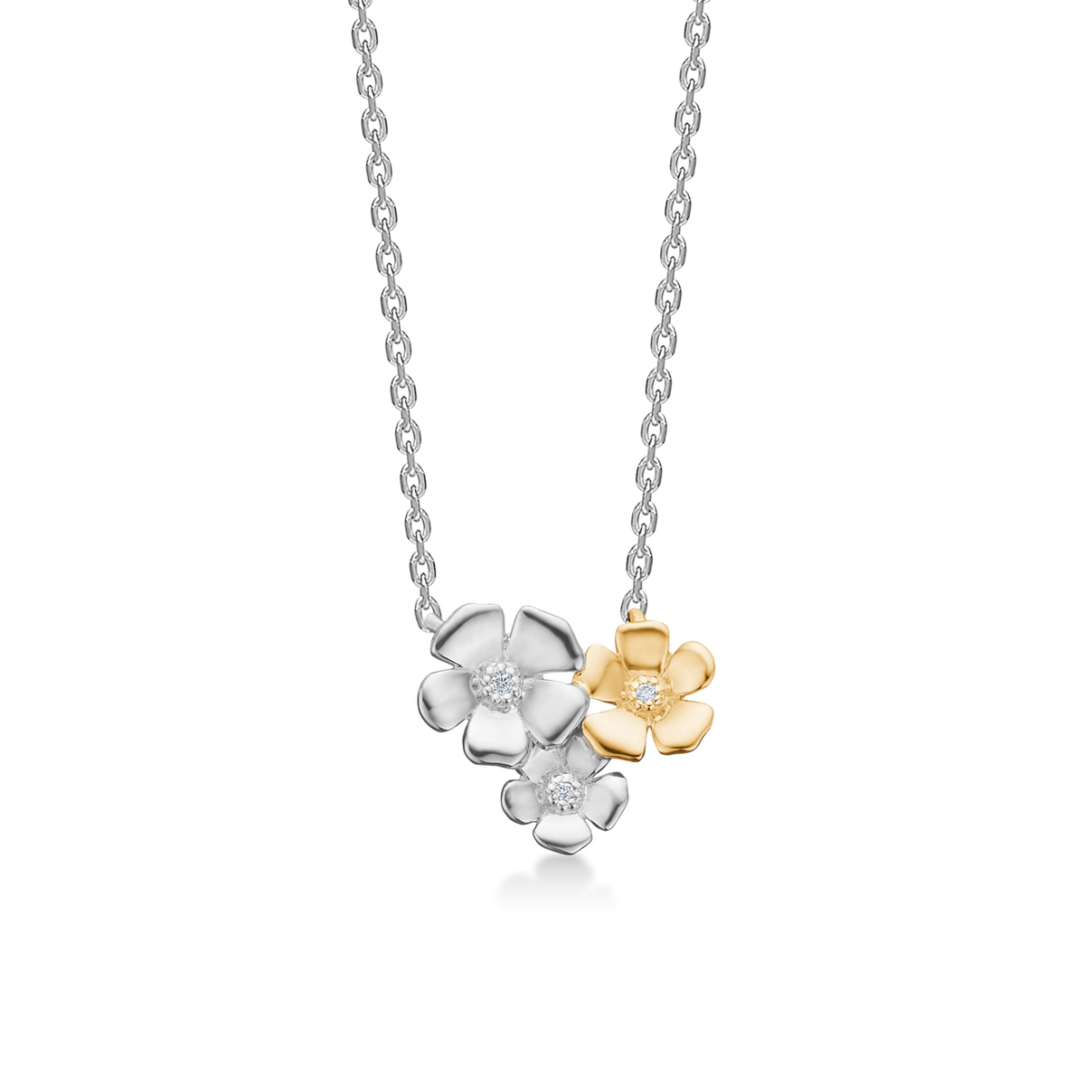 Mads Z Silber Fleur Halskette mit 14kt Gold und 0,011ct W.Si 