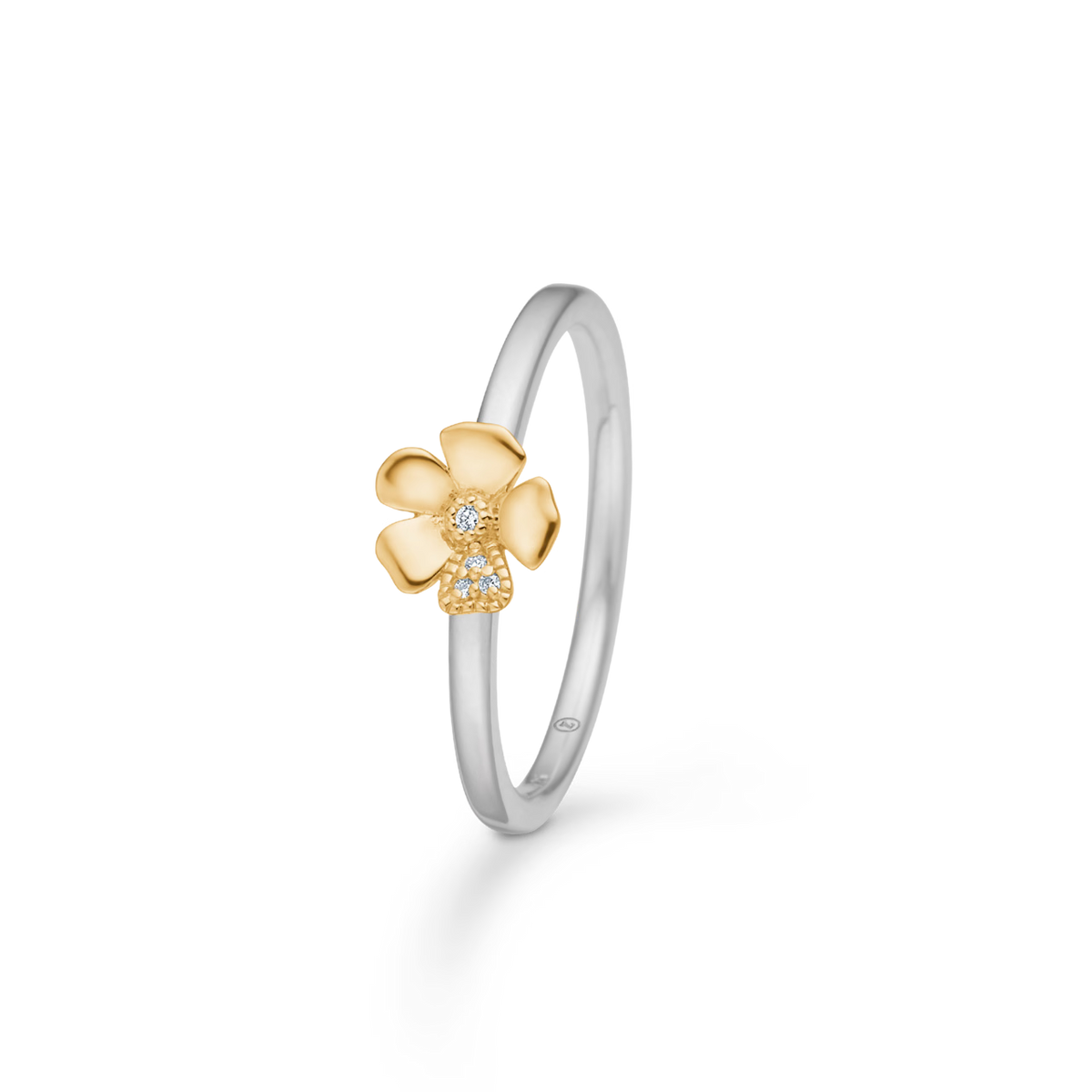 Mads Z Silber Fleur Ring mit 14kt Gold und 0,014 ct W.Si 