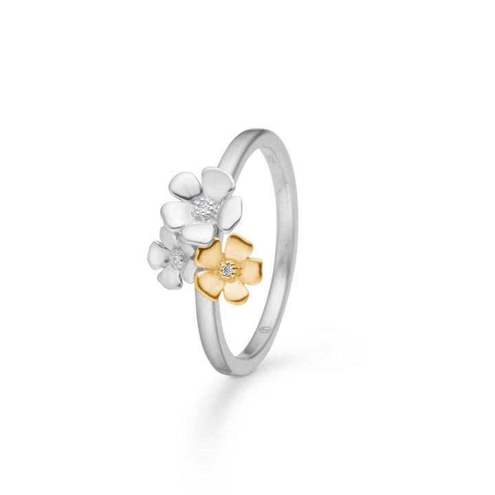 Mads Z Silber Fleur Ring mit 14kt Gold und 0,012ct W.Si 