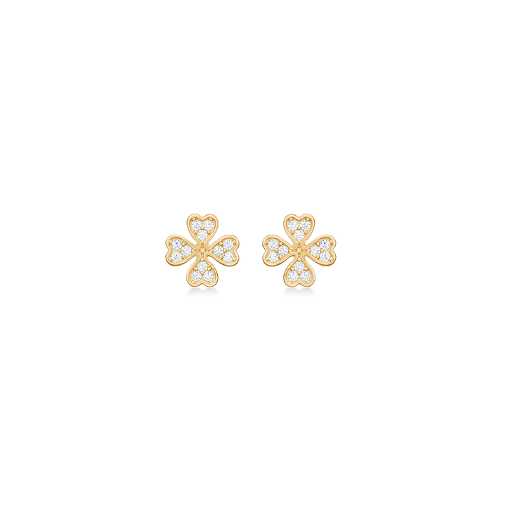 Mads Z Petite Clover Gold Ohrhörer mit Zirkonia