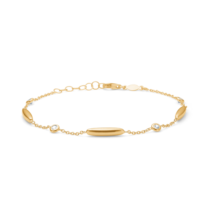 Guld armbånd med små diamanter og ovale detaljer i guld, elegant design Model 12345