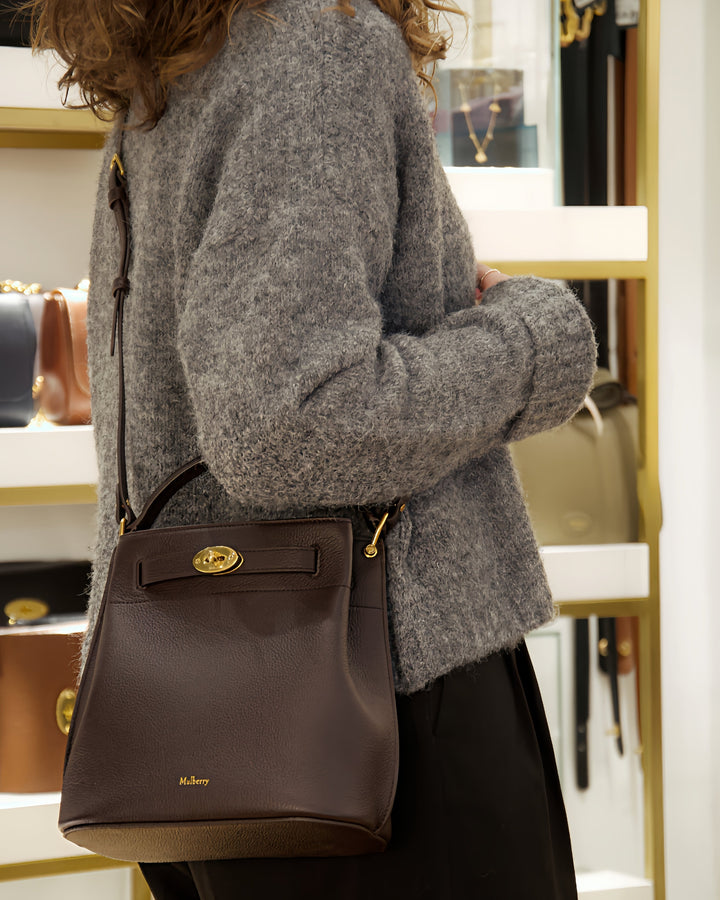 Mulberry Islington Bucket kleiner klassischer Getreide Ebenholz