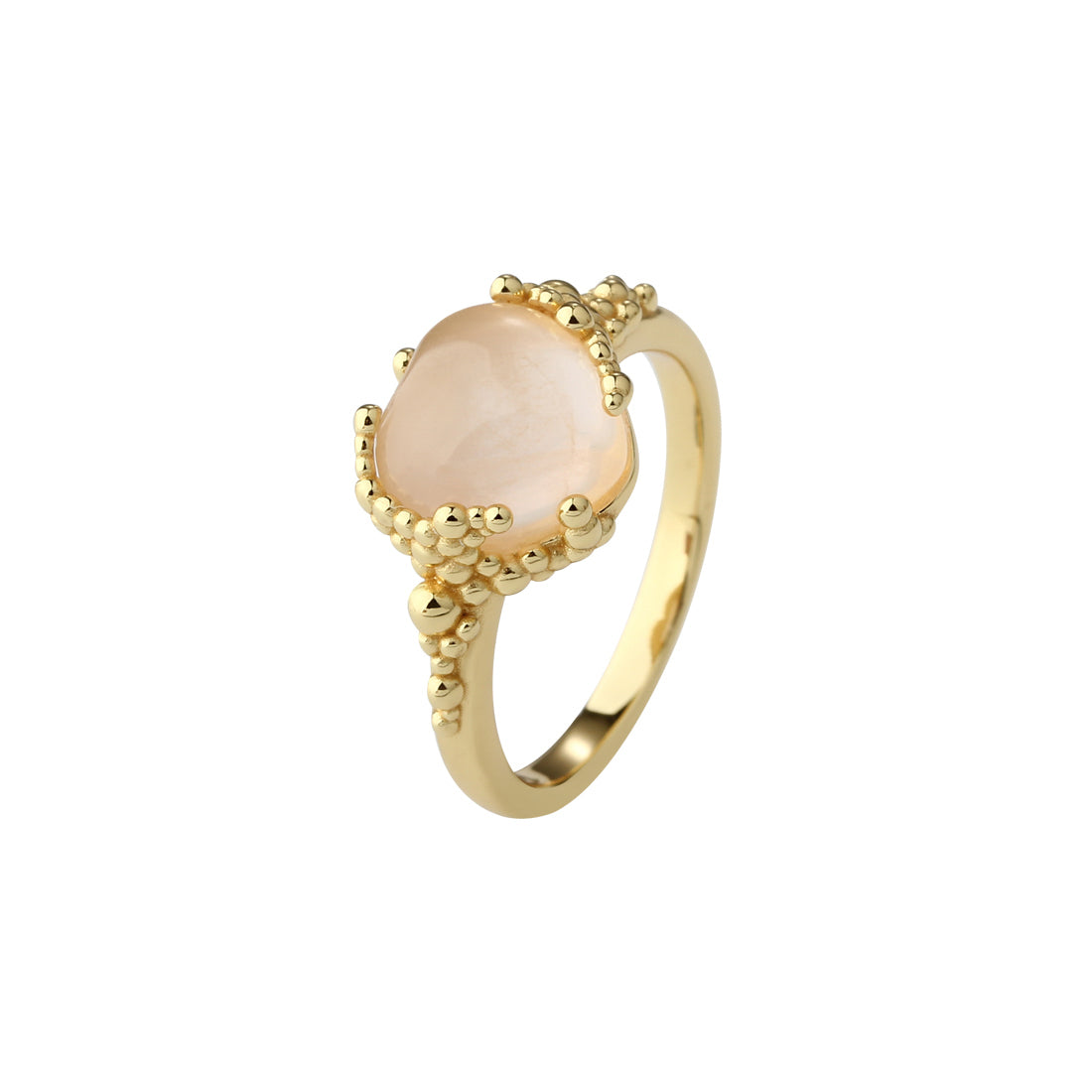 Goldring mit rosa Steinen, feine Details auf der Vorderseite, exklusives und elegantes Design