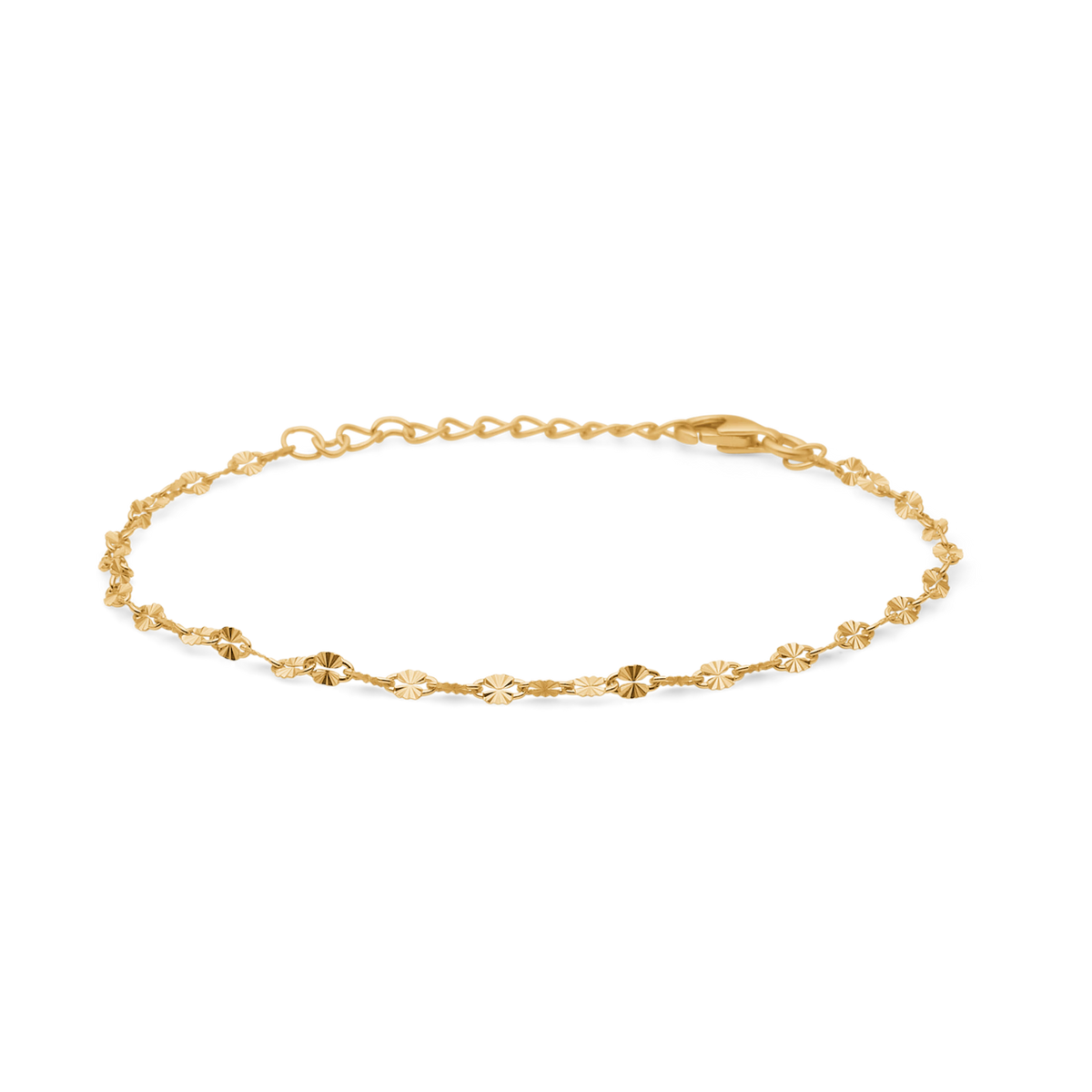 Armbånd 8 kt guld med små blomstrede led og justerbar lås, elegant og klassisk, Model 7250450