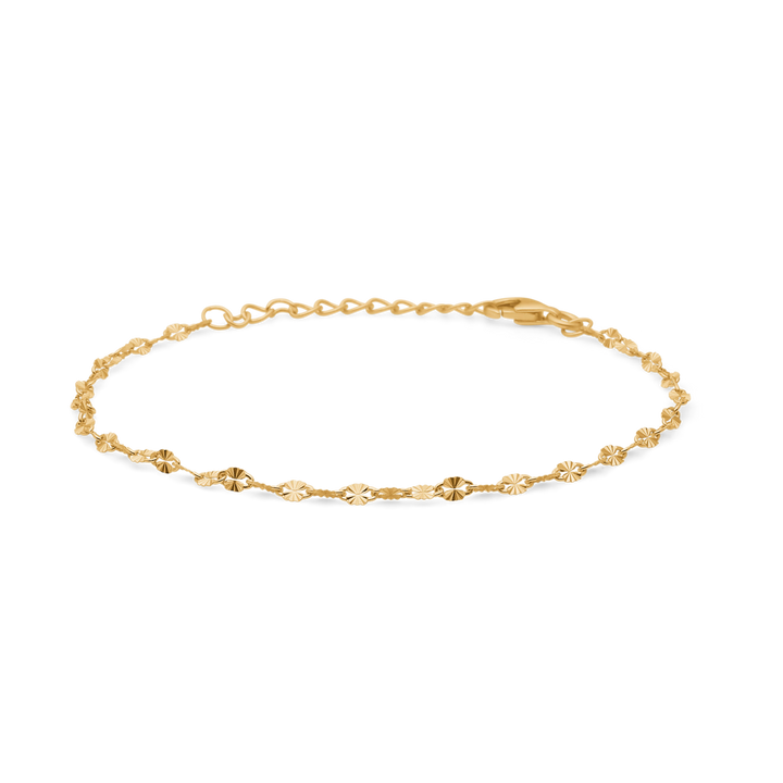 Armbånd 8 kt guld med små blomstrede led og justerbar lås, elegant og klassisk, Model 7250450