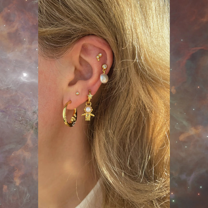 The Earring Shop Trinity Einzelohrring Perle/Weiß