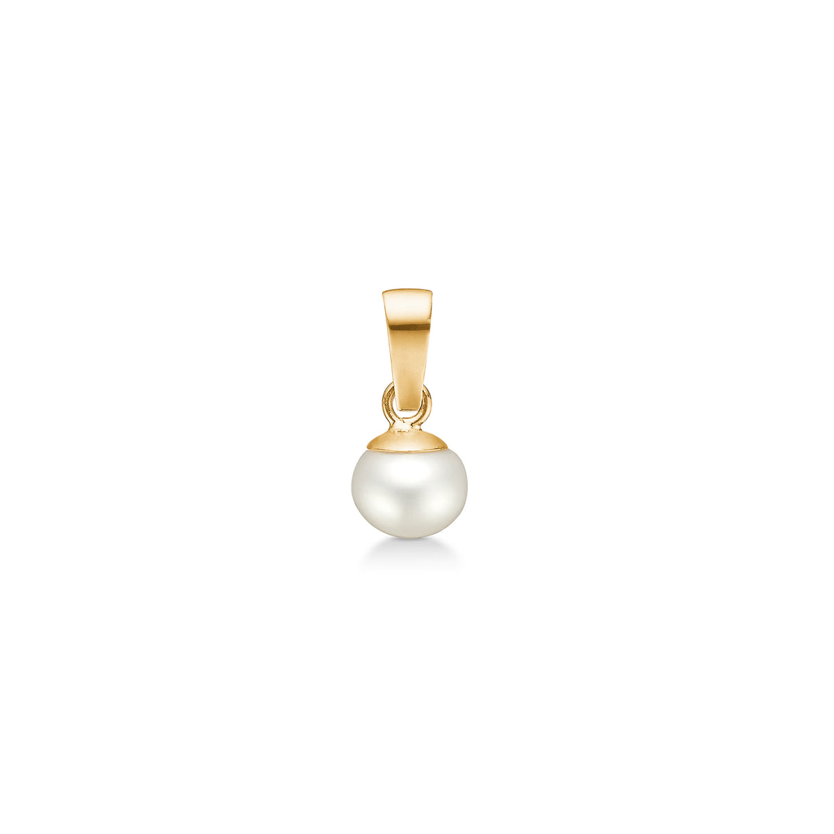 Vedhæng med perle i blankt guld-look, minimalistisk design på hvid baggrund. Model8333206