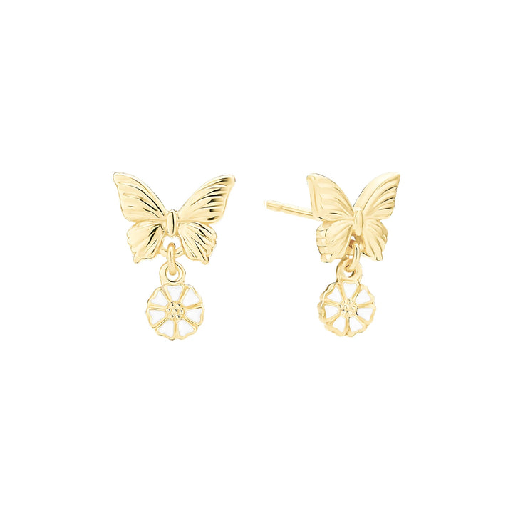 Gänseblümchen-Ohrringe mit Schmetterling
