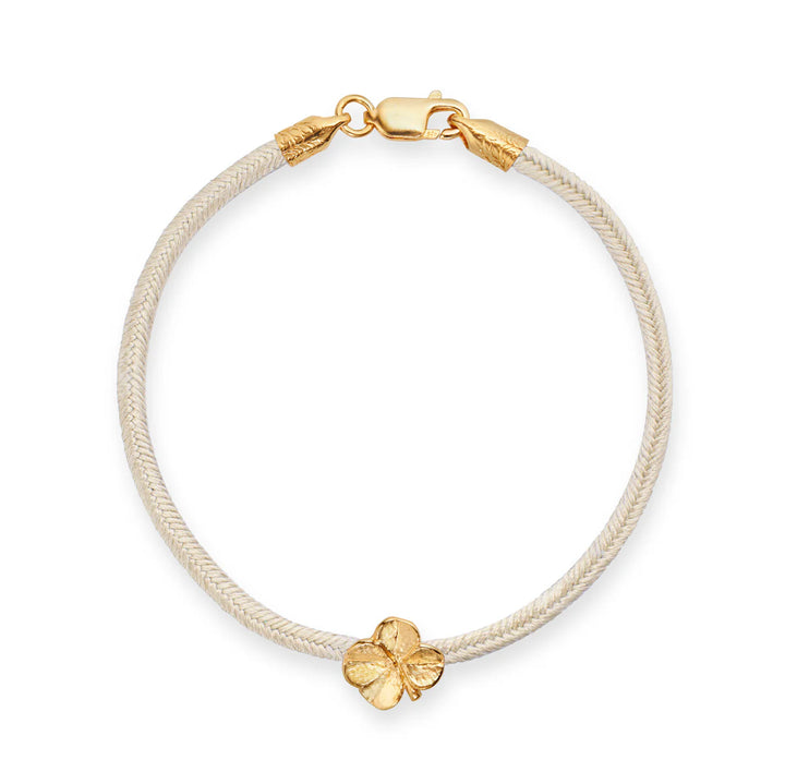 Flora Danica Vierblättriges Kleeblatt-Seidenarmband Champagner - Vergoldet