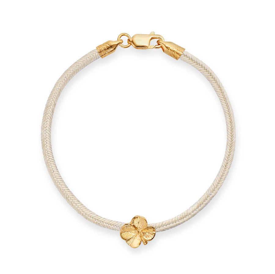Flora Danica Vierblättriges Kleeblatt-Seidenarmband Champagner - Vergoldet