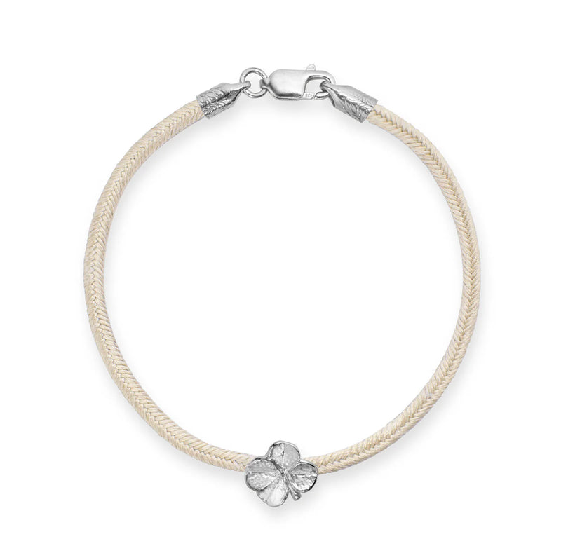 Flora Danica Vierblättriges Kleeblatt-Seidenarmband Champagner - Silber