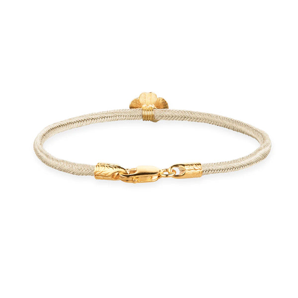 Flora Danica Vierblättriges Kleeblatt-Seidenarmband Champagner - Vergoldet