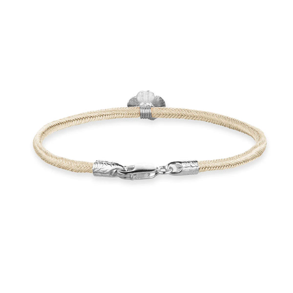 Flora Danica Vierblättriges Kleeblatt-Seidenarmband Champagner - Silber