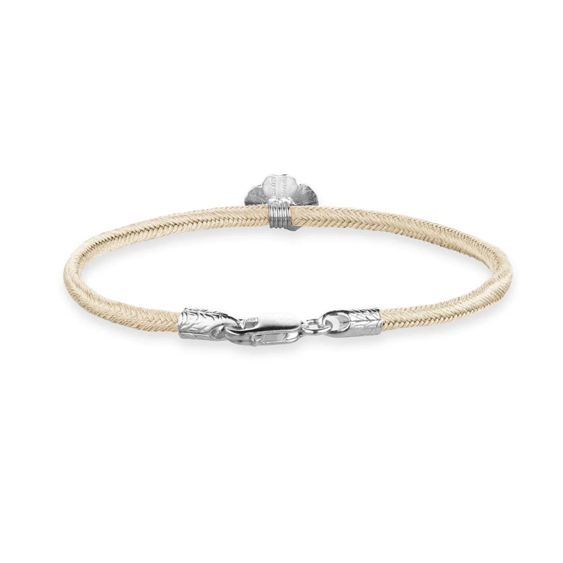 Flora Danica Vierblättriges Kleeblatt-Seidenarmband Champagner - Silber