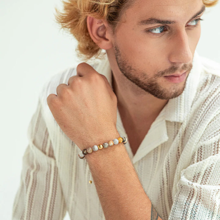 Alexander Lynggaard Armband Bambusblatt-Achat geflochten 8 mm