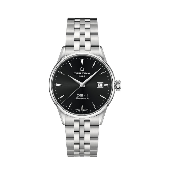 Certina DS-1 Powermatic 80, schwarzes Zifferblatt, 38 mm