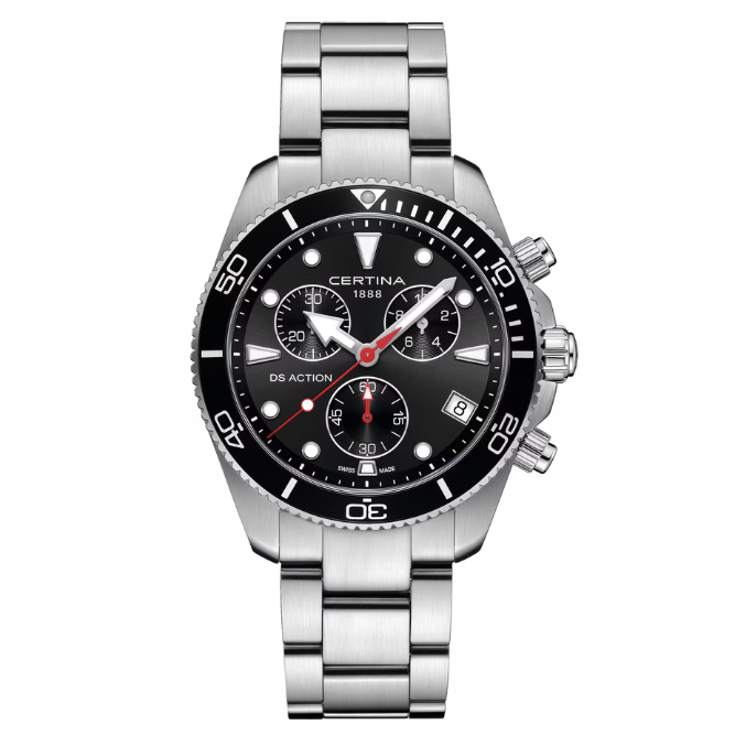 Certina DS Action Chrono - 42mm Schwarzes Zifferblatt – C0484171105100