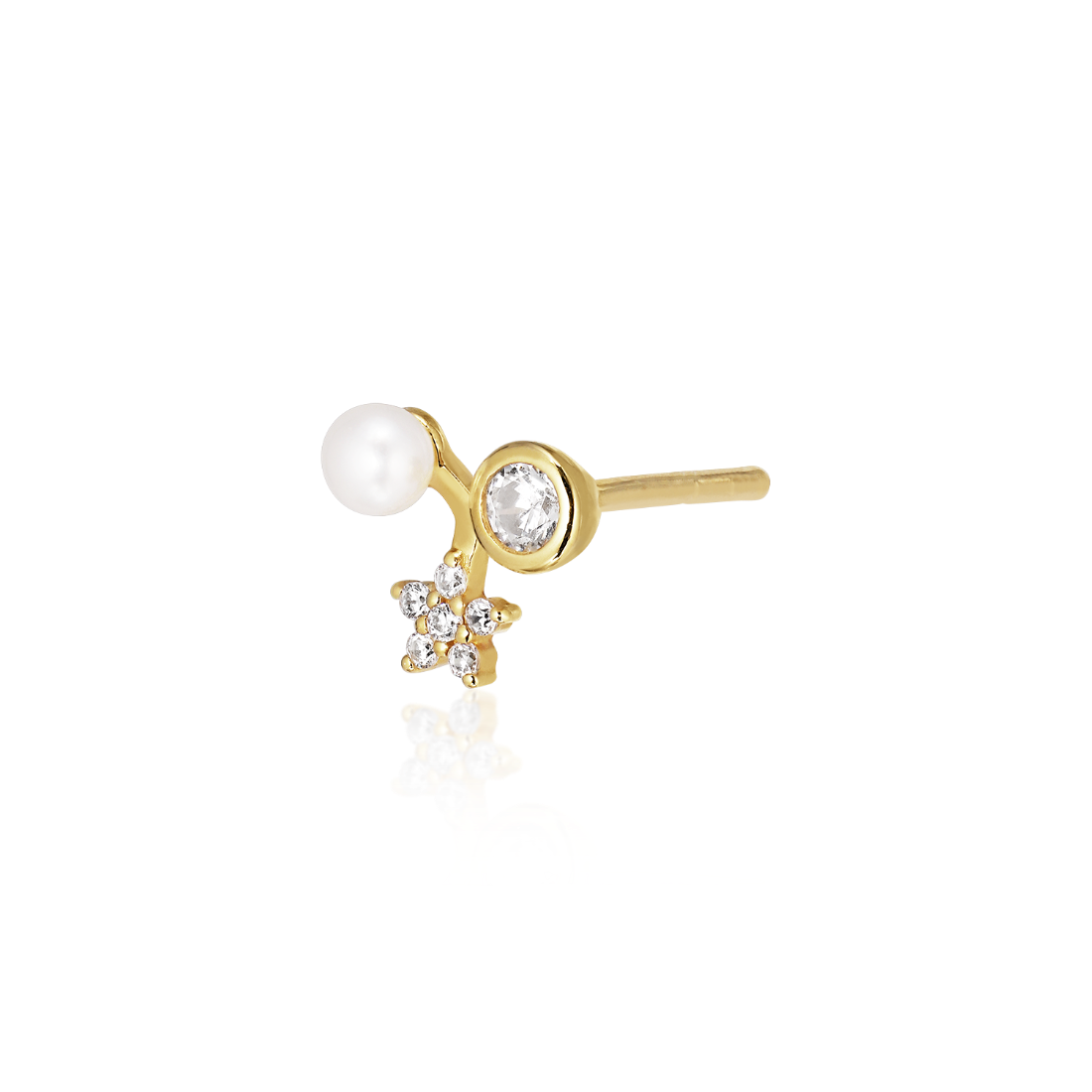 Alura Einzelner Eclipse-Ohrring mit Perle und Zirkonia