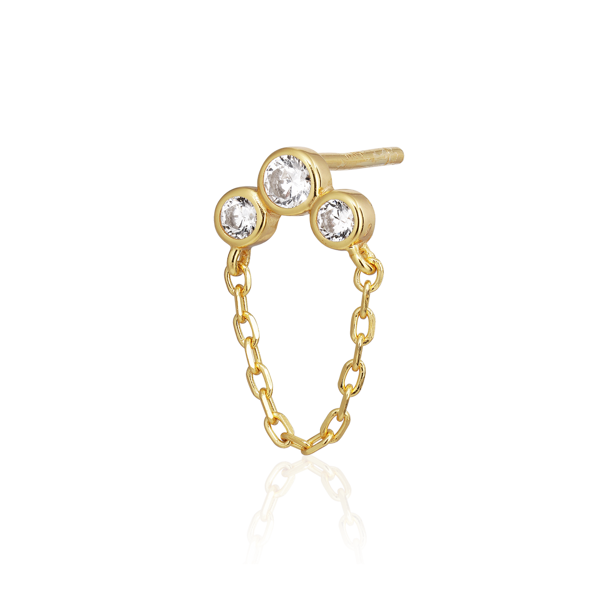 Alura Copenhagen Eclipse Single Ohrstecker – Vergoldet mit doppelter Kette & Zirkonia 