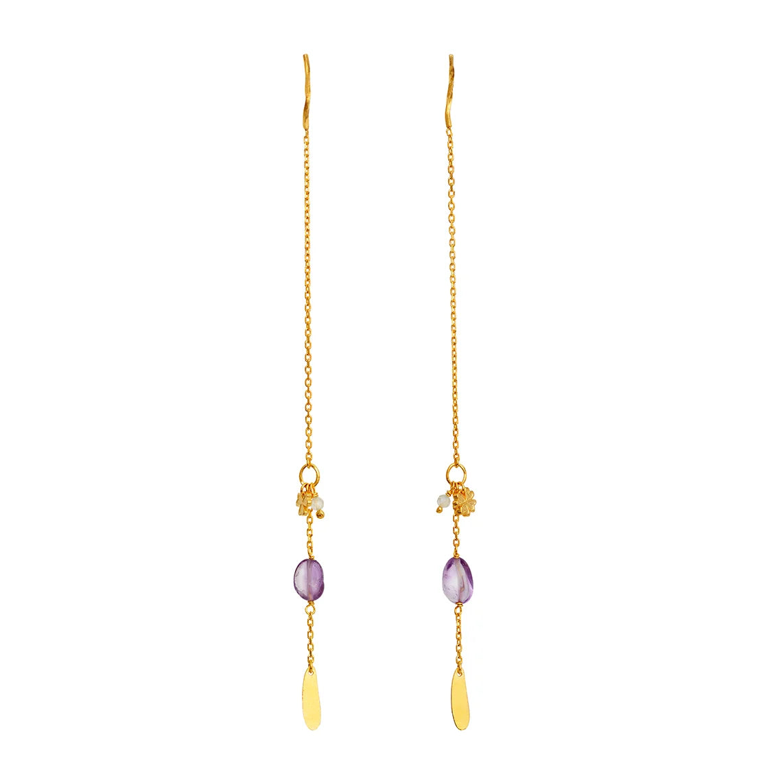 Maanesten Emmeline Vergoldete Ohrringe mit Prehnit & Amethyst 