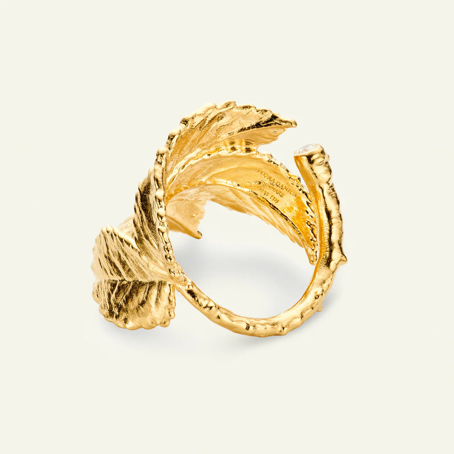 Flora Danica Rosenblatt-Statement-Ring mit Diamant
