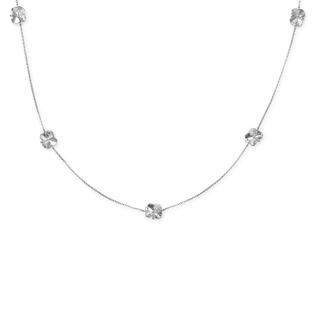 Flora Danica Kleeblatt-Halskette mit fünf Kleeblättern in Silber.