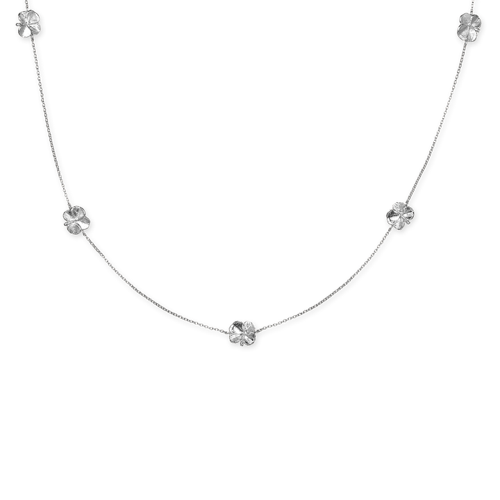 Flora Danica Kleeblatt-Halskette mit fünf Kleeblättern in Silber.