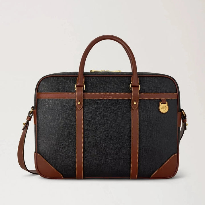 Mulberry Heritage Aktentasche Scotchgrain Schwarz-Cognac