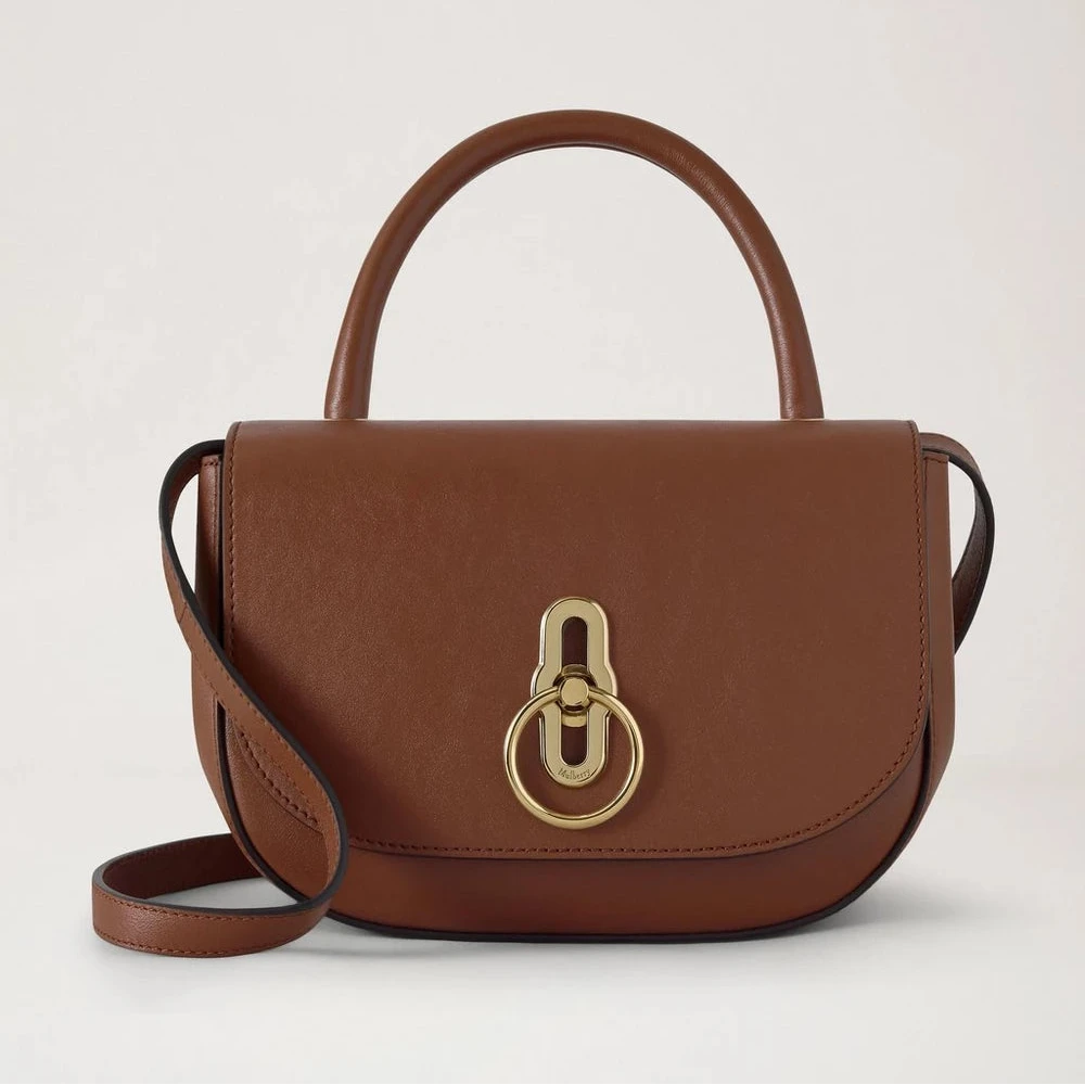 Mulberry Kleine Amberley Top Handle Oak aus geschmeidigem, glattem Leder 