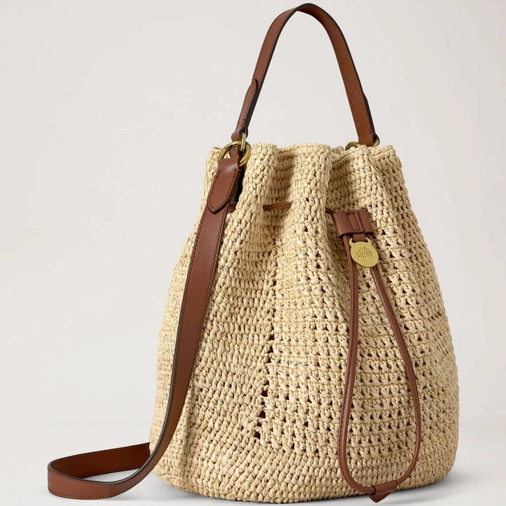 Mulberry Crochet Bucket Natürliches gehäkeltes Raffia 