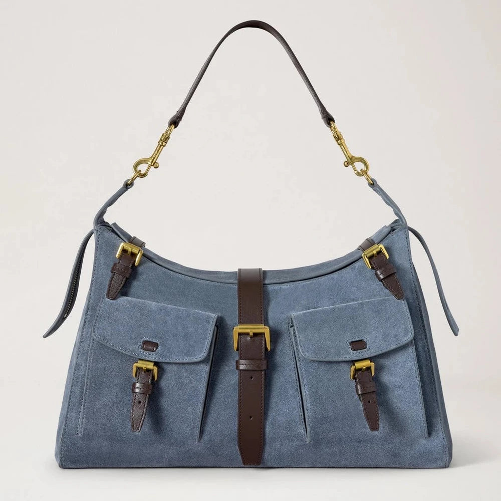 Mulberry Roxanne Schultertasche aus Wildleder in Foggy Grey 