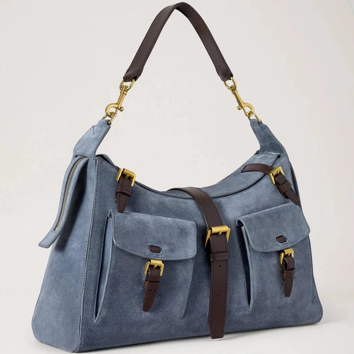 Mulberry Roxanne Schultertasche aus Wildleder in Foggy Grey 