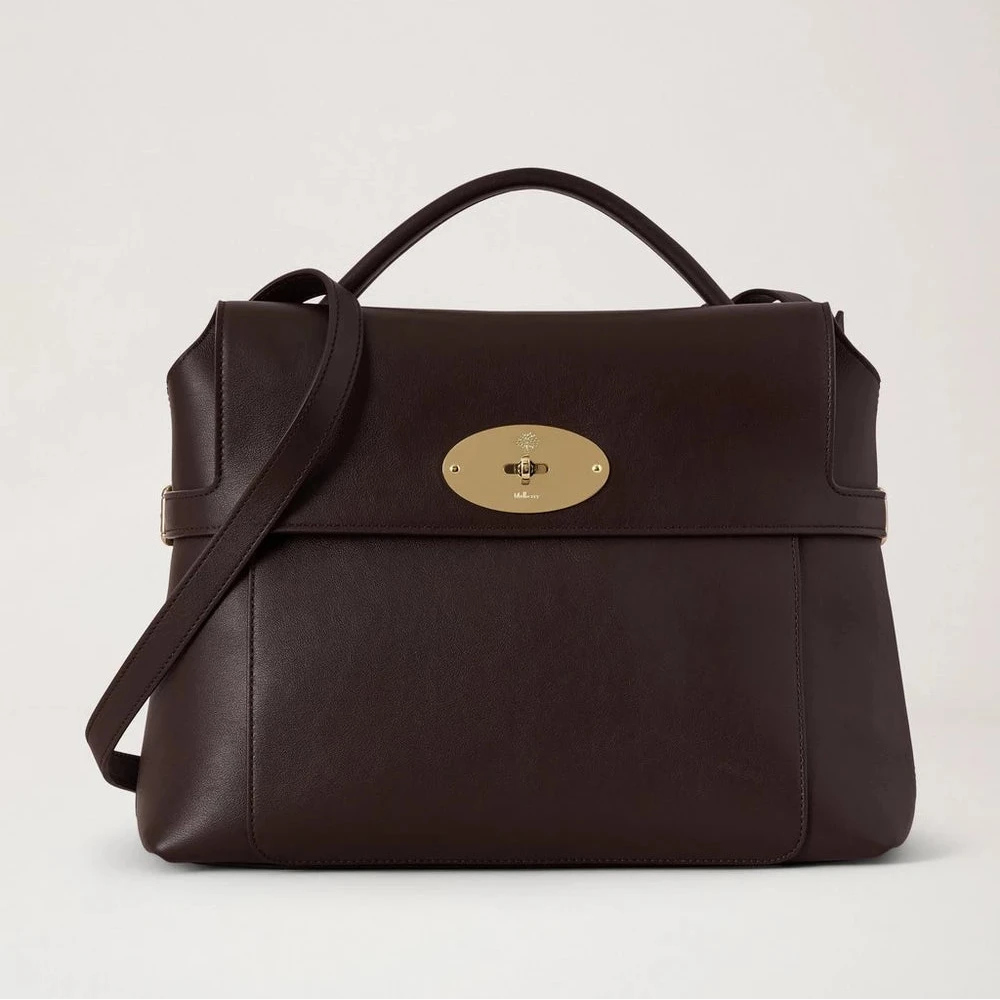 Mulberry Stevie Top-Handle-Tasche aus geschmeidigem, glattem Leder in Ebony 