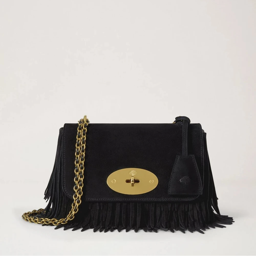 Mulberry Lily Black Suede Fringing