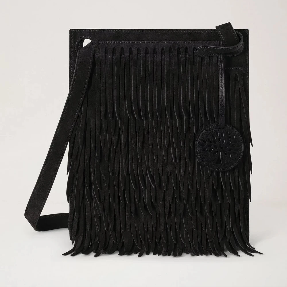 Mulberry Mini Soft Tote aus Veloursleder mit Fransen 