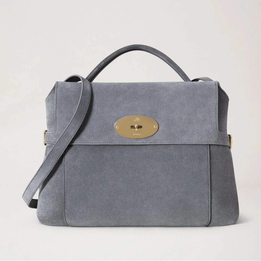 Mulberry Stevie Top Handle Suede Nebelgrau 