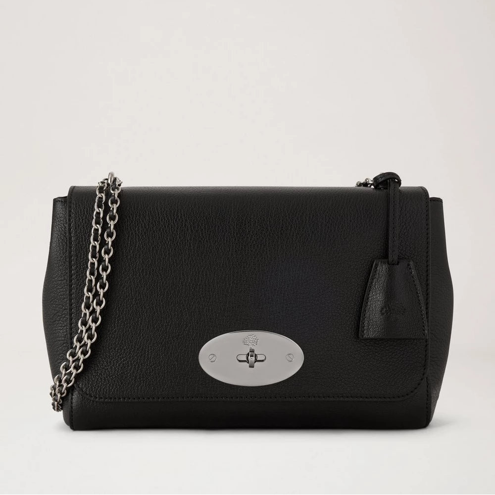 Mulberry Medium Lily Schwarz & Silber Glänzendes Ziegenleder – HH0345/874A100