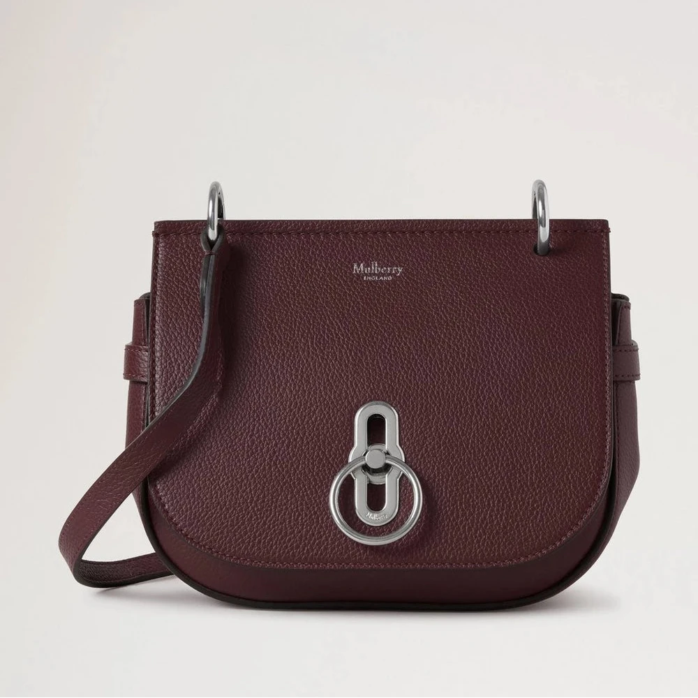 Mulberry Small Amberley Satchel Schwarzkirsch Small Classic Grain 