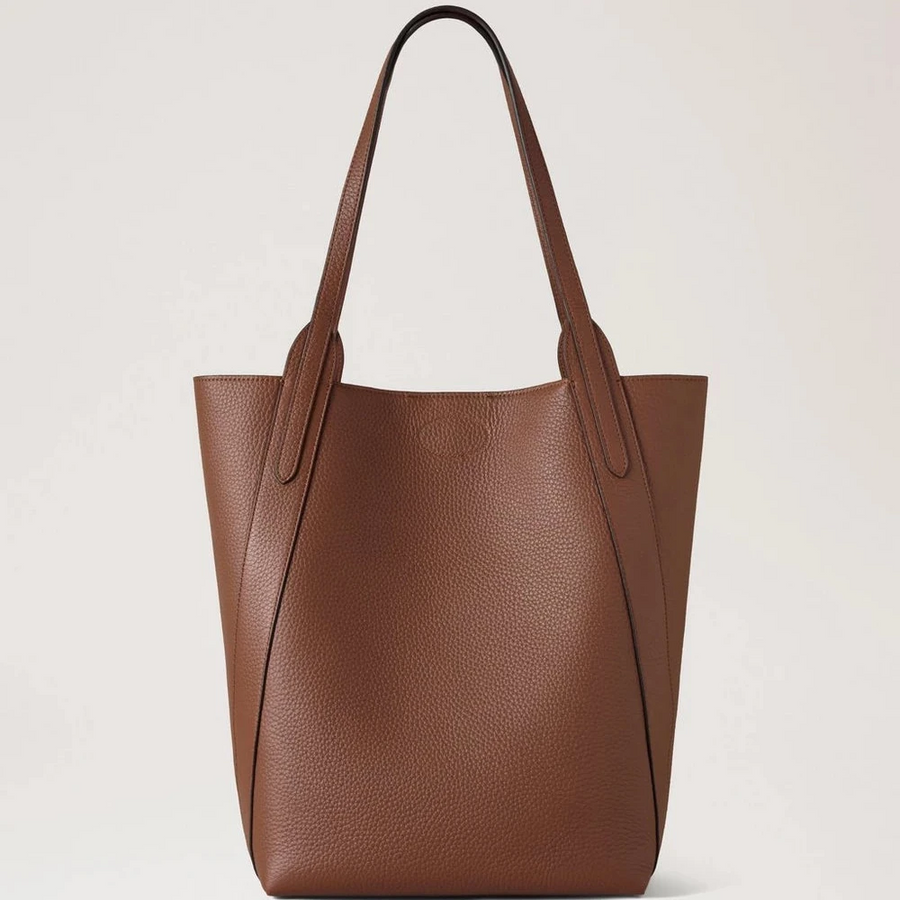 Mulberry North South Bayswater Handtasche aus schwerem, genarbtem Leder in hellem Eichenbraun