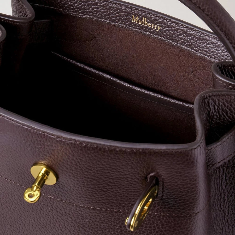 Mulberry Islington Bucket kleiner klassischer Getreide Ebenholz