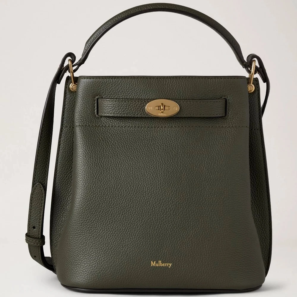Mulberry Islington Bucket Juniper Green Kleine klassische Körnung