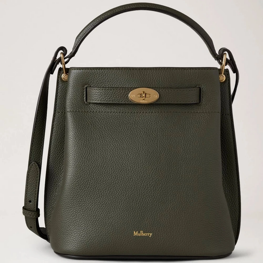 Mulberry Islington Bucket Juniper Green Kleine klassische Körnung